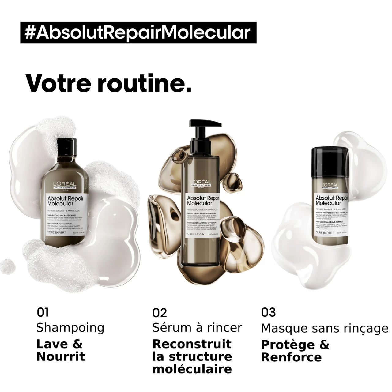 Masque Sans Rinçage Absolut Repair Molecular L'Oréal Professionnel 100 Ml 7 Masque Sans Rinçage Absolut Repair Molecular L'Oréal Professionnel 100 Ml – Image 5